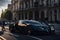 Sleek bugatti veyron supercar in a bustling cityscape with traditional architecture generative by AI