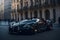 Sleek bugatti veyron supercar in a bustling cityscape with traditional architecture generative by AI