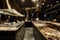 A sleek and contemporary restaurant featuring stunning marble countertops and sinks, A lavish Michelin star restaurant kitchen,