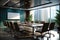 Sleek corporate meeting space, 3D rendered for modern business gatherings