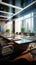 Sleek corporate meeting space, 3D rendered for modern business gatherings