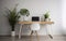 Sleek Desk in Clean Minimalist Workspace with Single Monitor. Generative AI