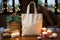 A sleek, eco-friendly design showcasing a blank fabric white shopping bag in a pristine setting