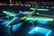 sleek electric airplane design with glowing led lights