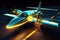 sleek electric airplane design with glowing led lights