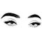 Sleek fashion illustration of the eye with luxe makeup and natural eyebrow. Hand drawn vector idea for business visit cards, templ