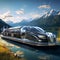 Sleek, Futuristic Limousine in a Serene Landscape