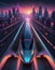 Sleek Futuristic Train Gliding into Station with Vibrant Evening Ambiance, Generative AI