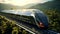 Sleek Futuristic Train with Solar Panels Embarking on Eco-Friendly Journey