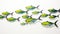 Sleek Green And Black Fish Wall Sculpture In Light Blue And Yellow