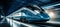 Sleek high speed train racing along the tracks with incredible velocity and efficiency