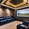 A sleek home theater with comfortable seating and state-of-the-art technology2, Generative AI