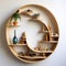 Sleek Kinetic Artistry Shelf With Plants And Decorative Bowls