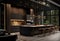 sleek kitchen with dark and wood colors