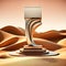 Sleek metal podium standing tall on a desert sand dune background AI generation