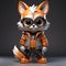 Sleek Metallic Finish Little Plastic Fox Character With Glasses