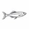 Sleek Metallic Fish: A Striking Black And White Vector Illustration