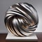 A sleek, metallic sculpture twisting and turning in a hypnotic display of motion and form, reflecting light in captivating ways5