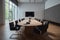 Sleek Minimalist Conference Room: High-Tech, Creativity Inspiring, and Focus-Driven