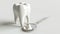 Sleek and Modern Dental Care Tools: High-Quality 3D Rendered Image of Tooth Model with Dentist's Mirror and Probe.