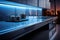 Sleek modern luxury kitchen illuminated with stylish white LED lighting