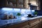 Sleek modern luxury kitchen illuminated with stylish white LED lighting