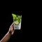 Sleek Mojito Mockup With Empty White Label On Black Background