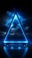 Sleek neon design A striking blue triangle element stands out