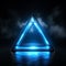 Sleek neon design A striking blue triangle element stands out