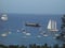 A sleek schooner under sail in admiralty bay