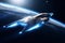 Sleek spaceship navigating through the infinite depths of space. Generative AI