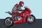 Sleek and Speedy: Vector Illustration of a Motorbike Rider on a Modern Motorcycle