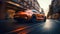 A sleek sports car races through the city, leaving a mesmerizing motion blur