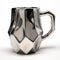 Sleek And Stylish 3d Printed Silver Coffee Mug With Art Deco Cubist Faceting