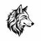 Sleek And Stylized Black And White Wolf Icon