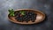 Sleek And Stylized Blackberries In Wooden Bowl On Textured Surface