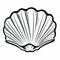 Sleek And Stylized Scallop Shell Drawing: Black And White Illustration