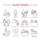 Sleep Apnea. Line icons set.