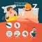 Sleep disorders infographics with common sleeping problems paralysis snoring teeth grinding with people characters and alarms vect