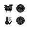 Sleep hygiene black glyph icons set on white space