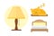 Sleep icons lamp bed vector illustration set collection nap icon relax bedtime set sleeping cat