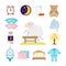 Sleep icons vector illustration set collection nap icon moon relax bedtime night bed