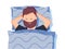 Sleep. A man is sleeping in bed. Good night. Vector illustration in cartoon style. Man is sleeping sweet dream.