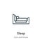 Sleep outline vector icon. Thin line black sleep icon, flat vector simple element illustration from editable gym and fitness