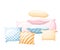 Sleep and rest symbol accessories for night rest pillows of pastel colors with a print striped and dotted in different angles icon