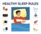 Sleep rules. night stages infographic sleep male characters good bad time. Vector insomnia concept illustrations