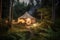 Sleep Tourism, Sleep Spa hotel glamping. Rest and sleep in a quiet and peaceful secluded glamping campsite in the forest. AI