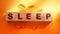 SLEEP word on wooden cubes and pills around. Healthcare concept. Sleep disorders concept