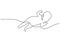 Sleeping baby one line drawing. Cute little child laying in a bed and sleep with funny pose isolated on white background.