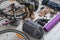 Sleeping bag, bicycle and set of camping equipment